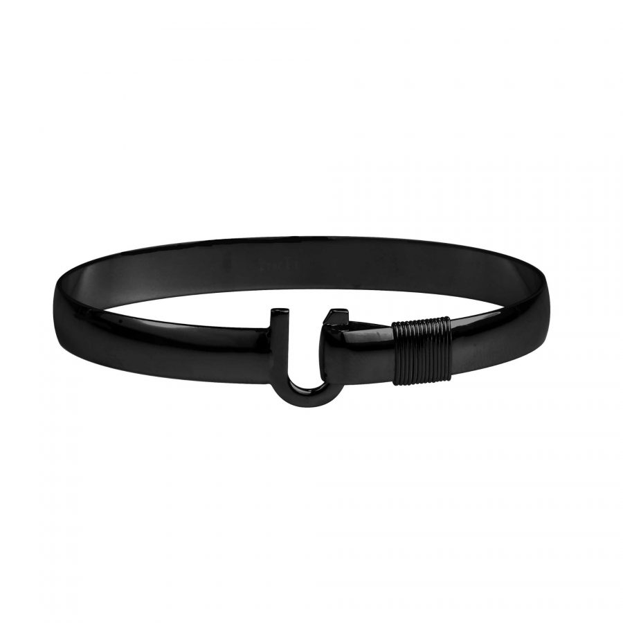 Hook Jewelry • Titanium Hook Bracelet • 8mm width • Black Color with Black Color Wrap • 8.5″ wrist size
