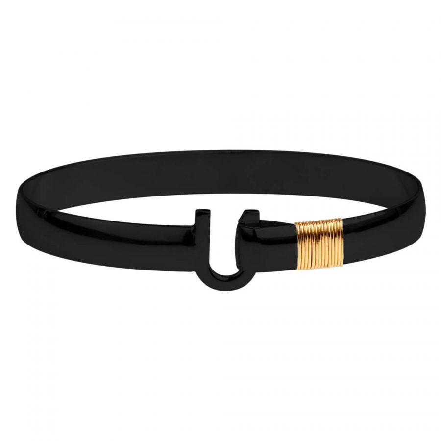 Hook Jewelry • Titanium Hook Bracelet • 8mm width • Black Color with Gold Color Wrap • 8.5″ wrist size