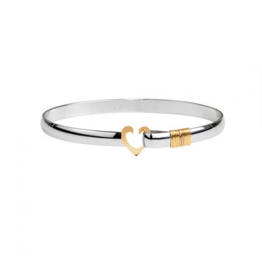 Hook Jewelry • Titanium Heart Hook Bracelet • 6mm width • Silver Color with Gold Color Wrap • 7.0″ wrist size