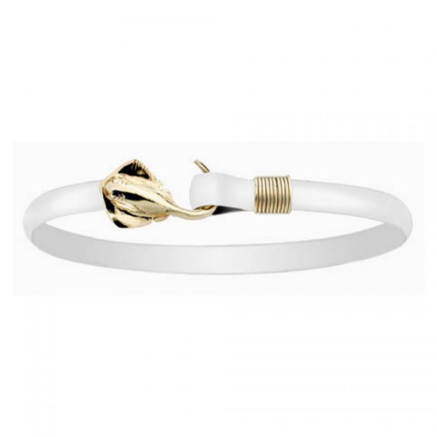 Hook Jewelry • Titanium Stingray Hook Bracelet • 6mm width • Silver Color with Gold Color Wrap • 7.5″ wrist size