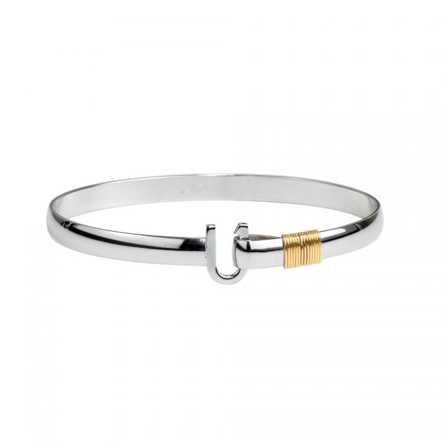 Hook Jewelry • Titanium Hook Bracelet • 4mm width • Silver Color with Gold Color Wrap • 7.5″ wrist size