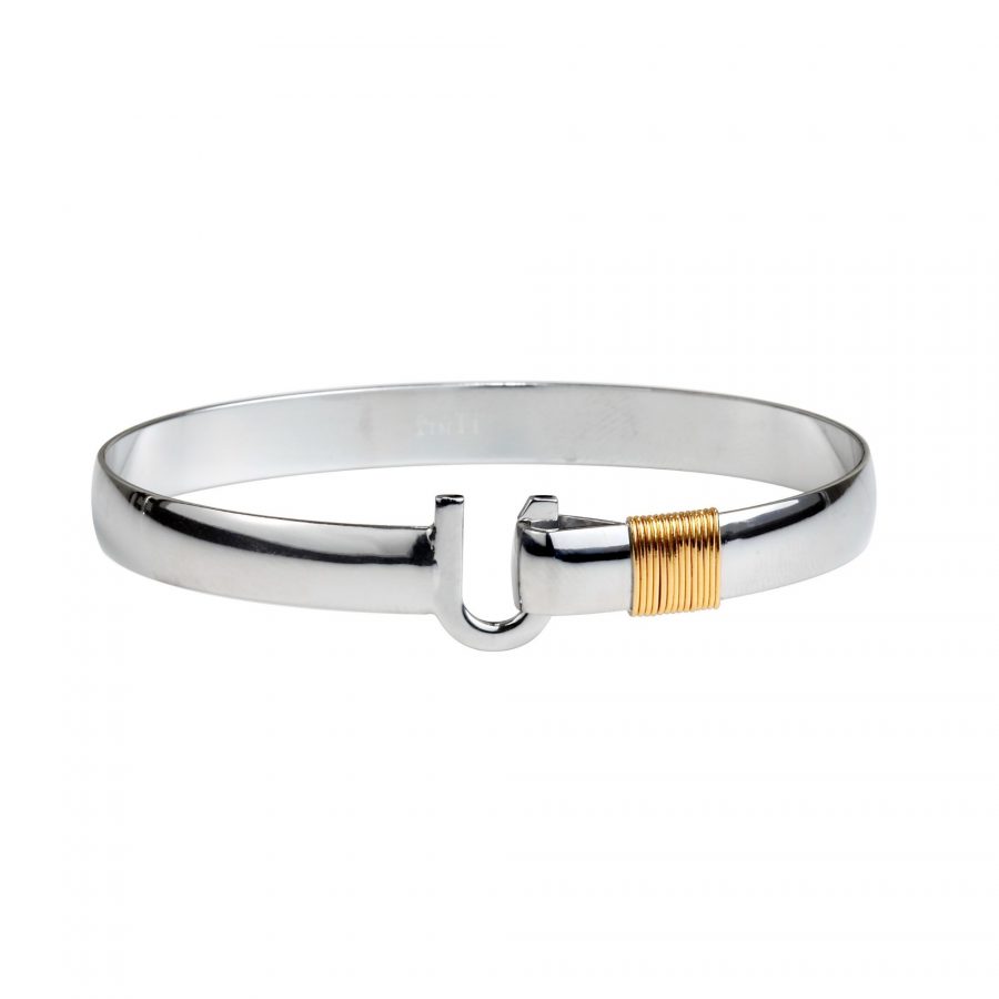 Hook Jewelry • Titanium Hook Bracelet • 8mm width • Silver Color with Gold Color Wrap • 7.5″ wrist size