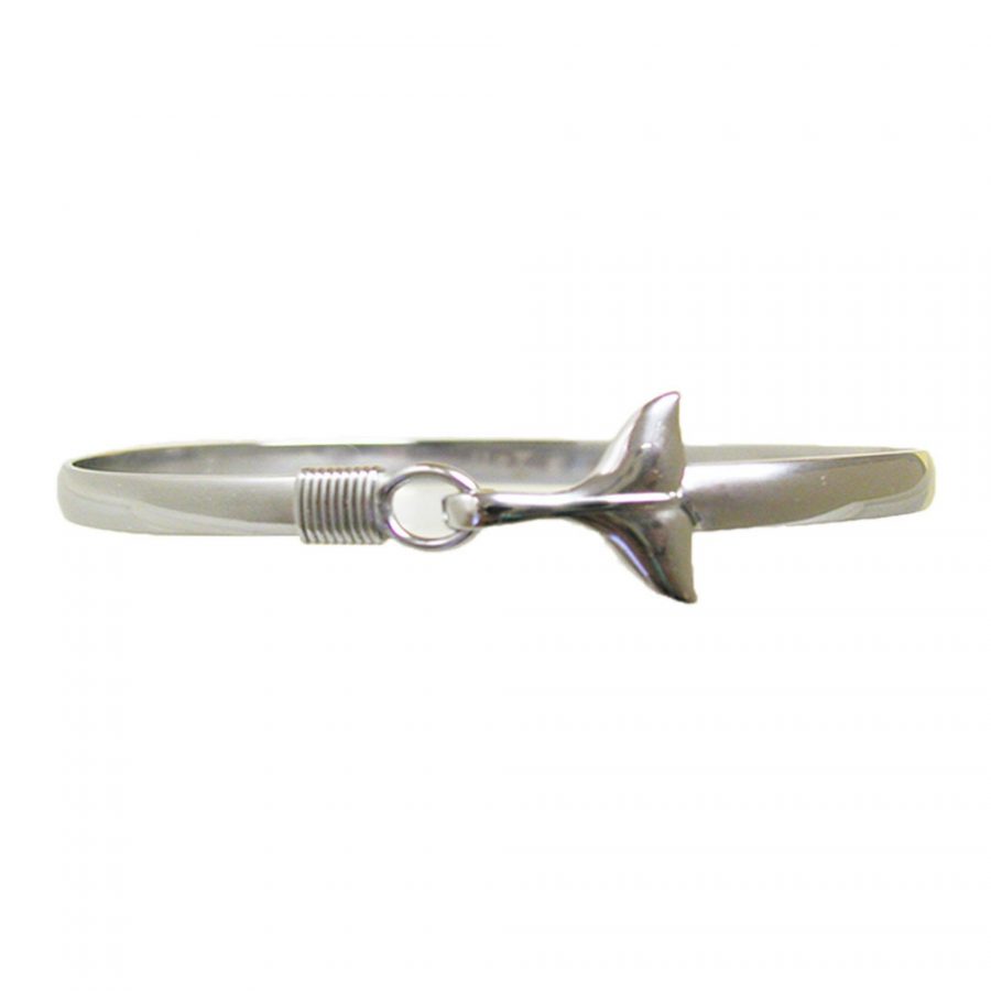 Hook Jewelry • Titanium Dolphin/Whale Tail Hook Bracelet • 4mm width • Silver Color with Silver Color Wrap • 7.5″ wrist size