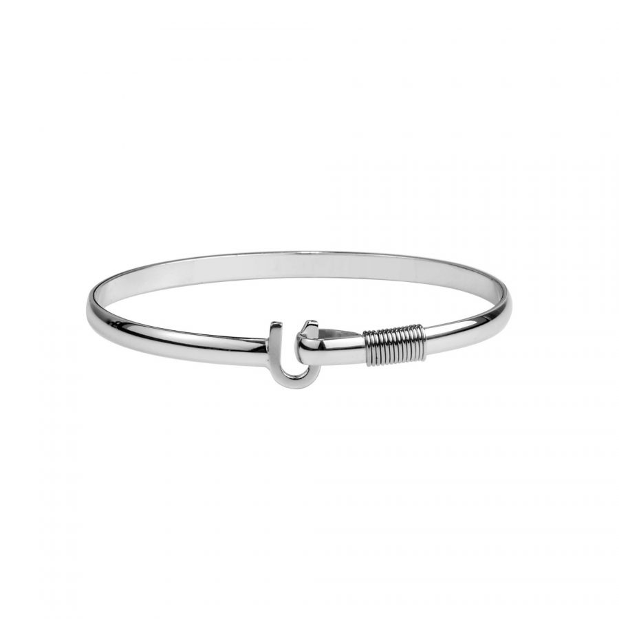 Hook Jewelry • Titanium Hook Bracelet • 4mm width • Silver Color with Silver Color Wrap • 7.5″ wrist size