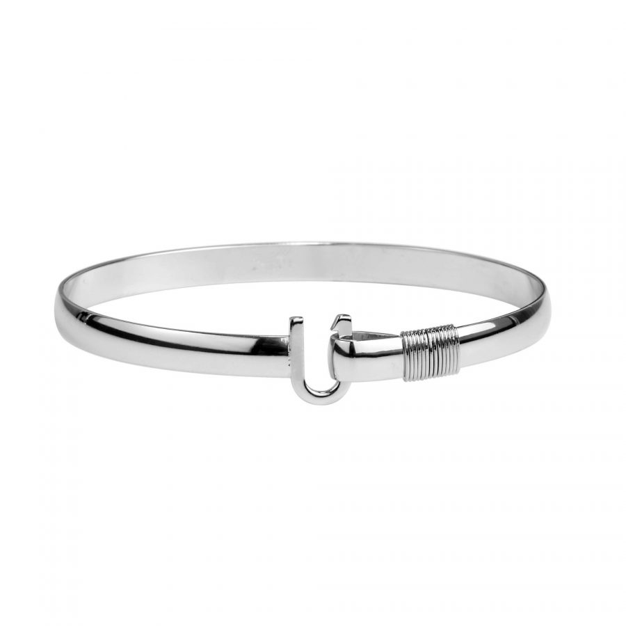 Hook Jewelry • Titanium Hook Bracelet • 6mm width • Silver Color with Silver Color Wrap • 8.0″ wrist size