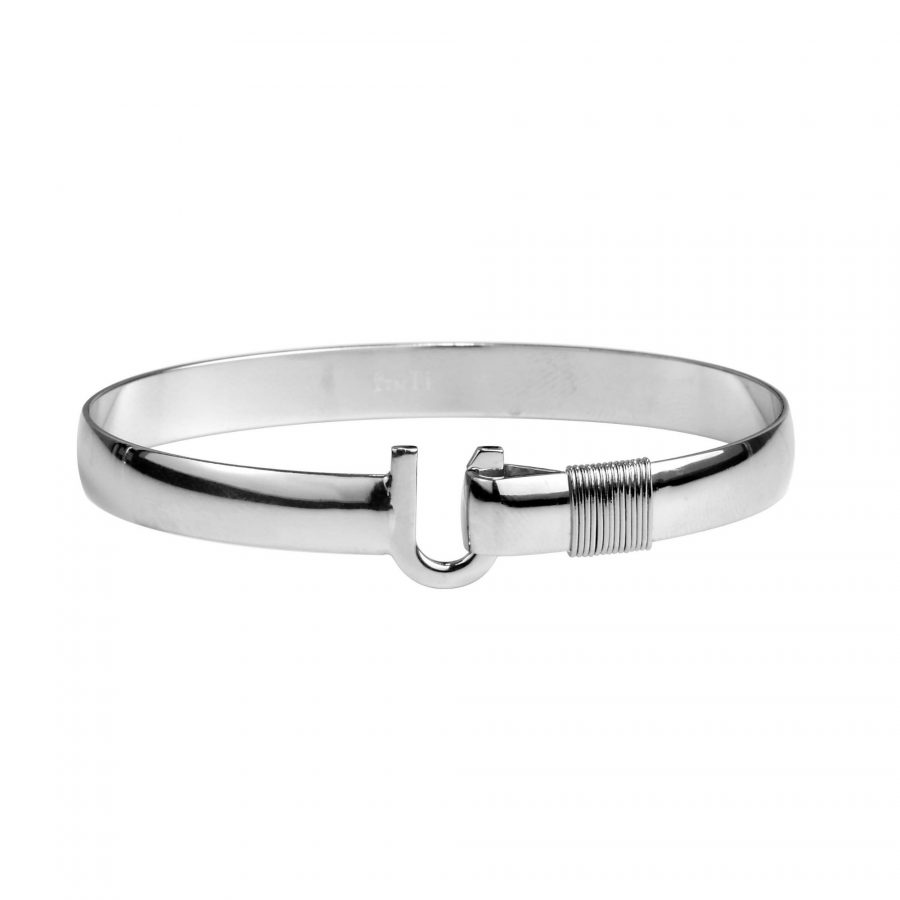 Hook Jewelry • Titanium Hook Bracelet • 8mm width • Silver Color with Silver Color Wrap • 8.5″ wrist size