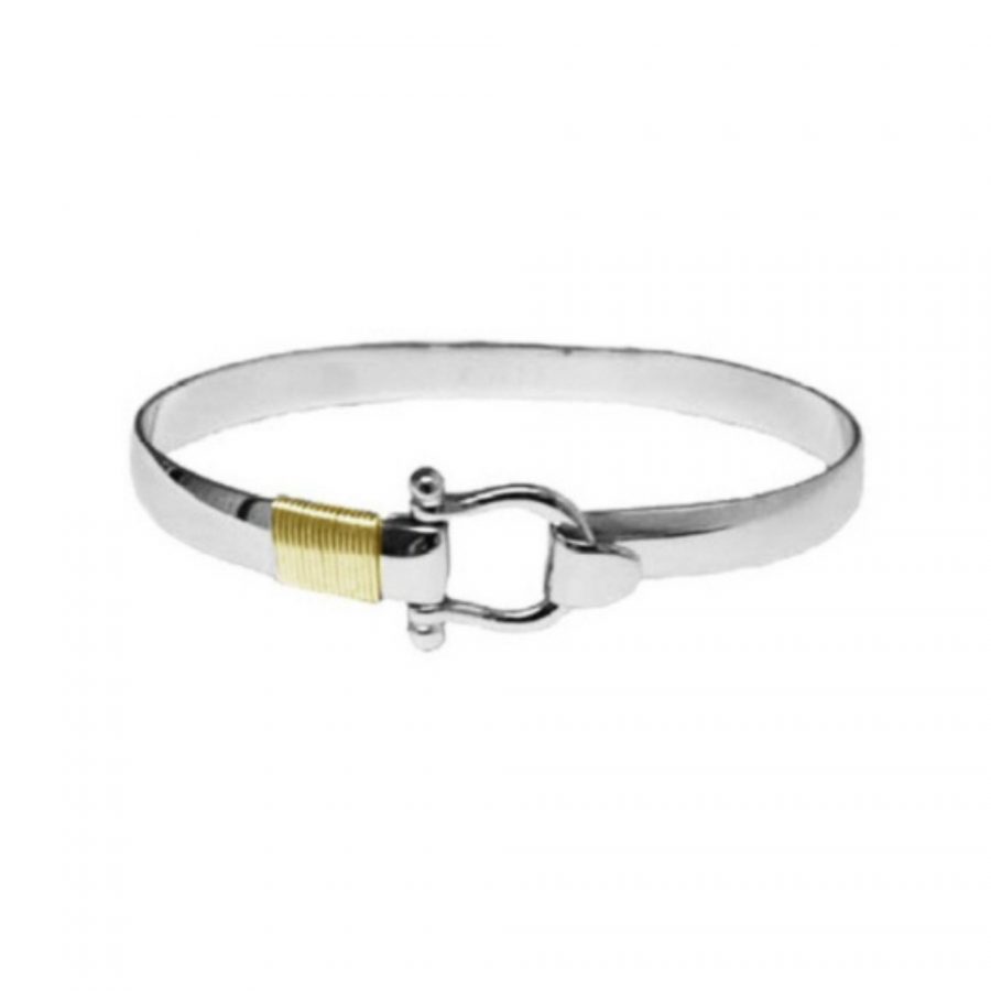 Hook Jewelry • Titanium Hook Bracelet • 7mm width • Silver Color with Gold Color Wrap • 8.5″ wrist size
