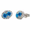 Earring Toi et Moi with Halo - Blue Diamonds 0.79 ctw, White Diamonds 0.39 ctw