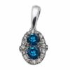 Pendant Toi et Moi with Halo - Blue Diamonds 0.68 ctw, White Diamonds 0.30 ctw