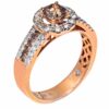 Ring Solitaire Halo Plus - Center Brown Diamond 0.50 ctw, Side Brown Diamonds 0.25 ctw, White Diamonds 0.55 ctw