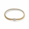 John Hardy Classic Chain Bracelet - Silver and 18k Gold Reversible 5MM with White Diamonds - Medium