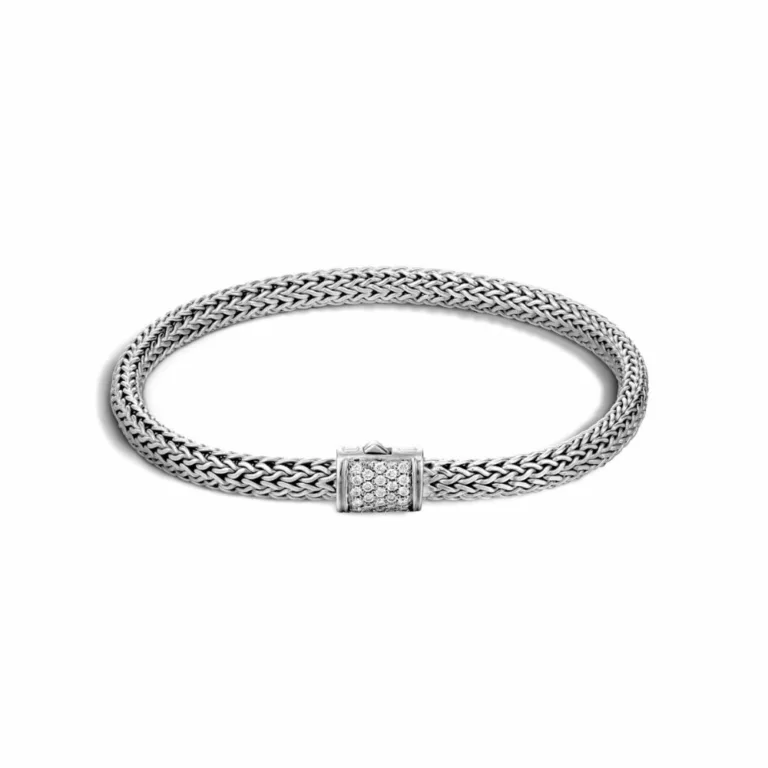 John Hardy Icon Bracelet - Silver 5MM with White Diamonds - Medium 1