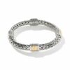 John Hardy Palu Bracelet - Silver 7.5MM Classic Chain with Hammered 18k Gold - Medium