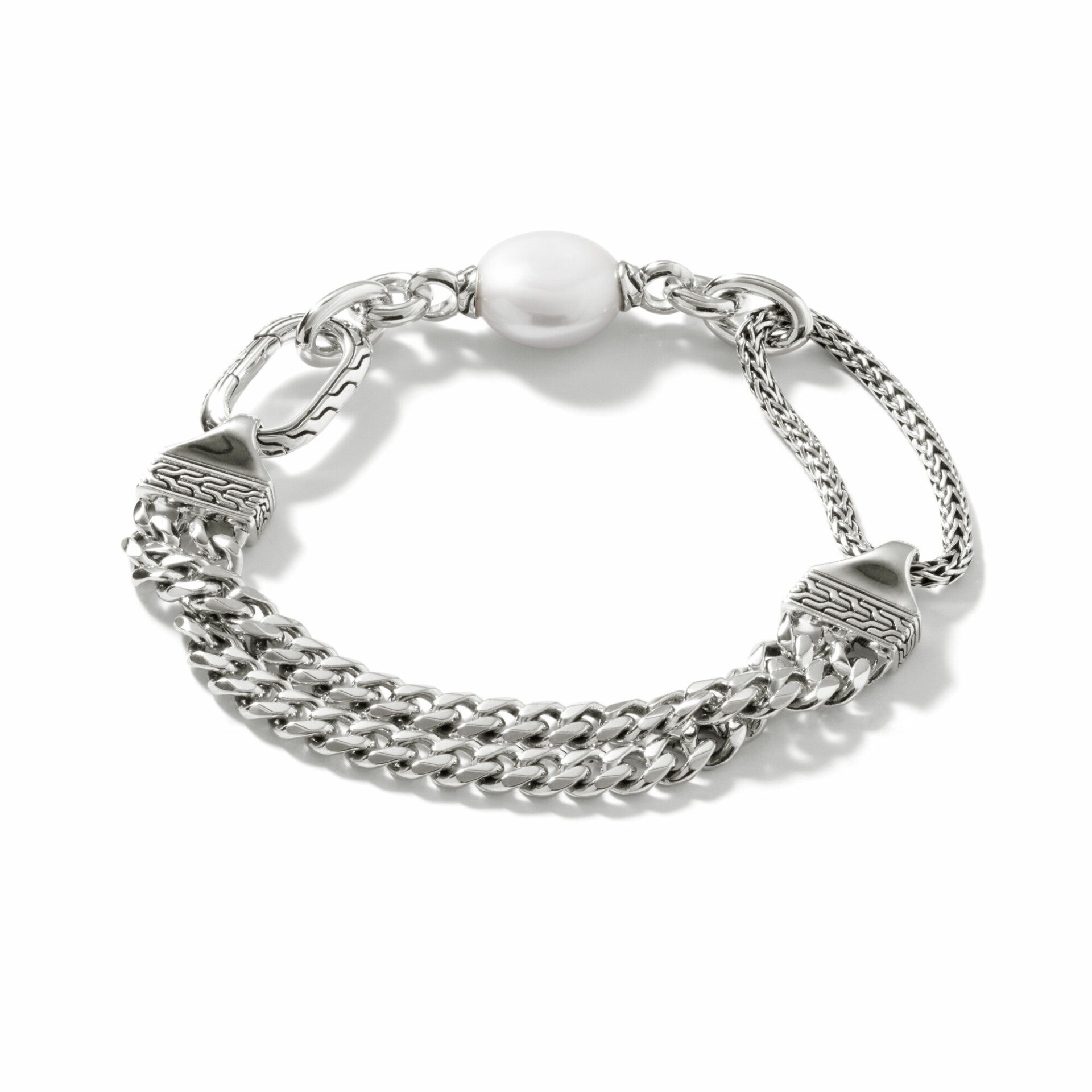 John Hardy Classic Chain Bracelet - Curb Link in Silver 10.5MM with Pearl - Medium 6 John Hardy Classic Chain Bracelet - Curb Link in Silver 10.5MM with Pearl - Medium - Image 6