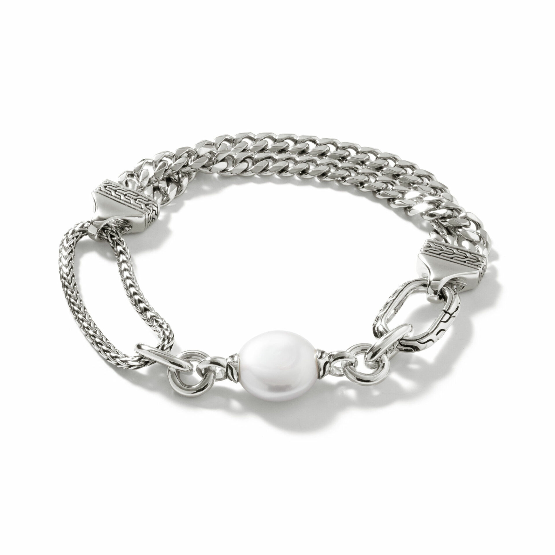 John Hardy Classic Chain Bracelet - Curb Link in Silver 10.5MM with Pearl - Medium 5 John Hardy Classic Chain Bracelet - Curb Link in Silver 10.5MM with Pearl - Medium - Image 5