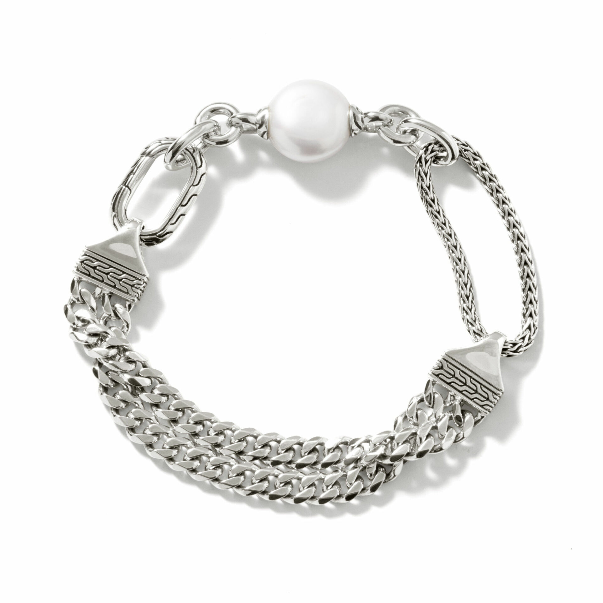 John Hardy Classic Chain Bracelet - Curb Link in Silver 10.5MM with Pearl - Medium 8 John Hardy Classic Chain Bracelet - Curb Link in Silver 10.5MM with Pearl - Medium - Image 8
