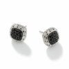 John Hardy Classic Chain Earring - Silver with Black Sapphire