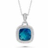 Glow Pendant - Caribbi Waters Halo in Silver with 9.3 Cwt. Blue Topaz and .031 Cwt. White Topaz