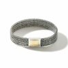 John Hardy Rata and Palu Bracelet - Silver and Hammered 18K Gold 12MM - Medium