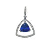 Pendant - Trillion 2.91 ctw Tanzanite and 0.4 ctw diamonds in 18K White Gold