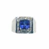 Ring – Square 2.66 ctw Tanzanite and 0.48 ctw diamonds in 14K White Gold