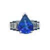 Ring – Pear 3.18 ctw Tanzanite and 0.84 ctw diamonds in 14K White Gold