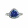 Ring – Trillion 1.98 ctw Tanzanite and 0.69 ctw Diamonds in 18K White Gold