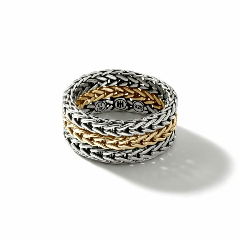 John Hardy Rata Ring - Band in Silver and 18K Gold 9MM - Size10 1