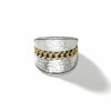 John Hardy Palu Ring - Saddle in Silver and Hammered 18K Gold - Size 7