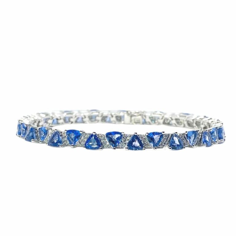Bracelet – Trillion Tennis 6.60 ctw Tanzanite and 0.62 ctw Diamonds in 14K White Gold - Sold 1