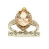 Ring – Marquise Bridal Set 2.30 ctw Morganite and 0.45 ctw diamonds in 14K Rose and White Gold