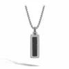 John Hardy Box Necklace Pendant – Silver 2.7MM with Black Volcanic and White Diamonds - 26"