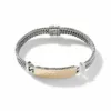 John Hardy Rata and Palu Bracelet - Silver 6.5MM Classic Chain with Hammered 18K Gold ID - Large