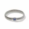 John Hardy Classic Chain Bracelet - Silver 7.5MM with Blue Sapphire - Large