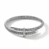 John Hardy Spear Flex Cuff - Silver 5.5MM with White Diamonds Pave - Small to Medium