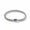 John Hardy Classic Chain Bracelet - Silver 5MM with Blue Sapphire - Large