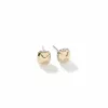 John Hardy Palu Earring - Stud in Silver and Hammered 18K Gold 7.5MM