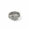 John Hardy Spear Ring - Double Wrap Silver with White Diamonds - Size 7