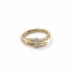 John Hardy Spear Ring - 14K Gold 2.5MM x 6.5MM with White Diamonds Pave - Size 7