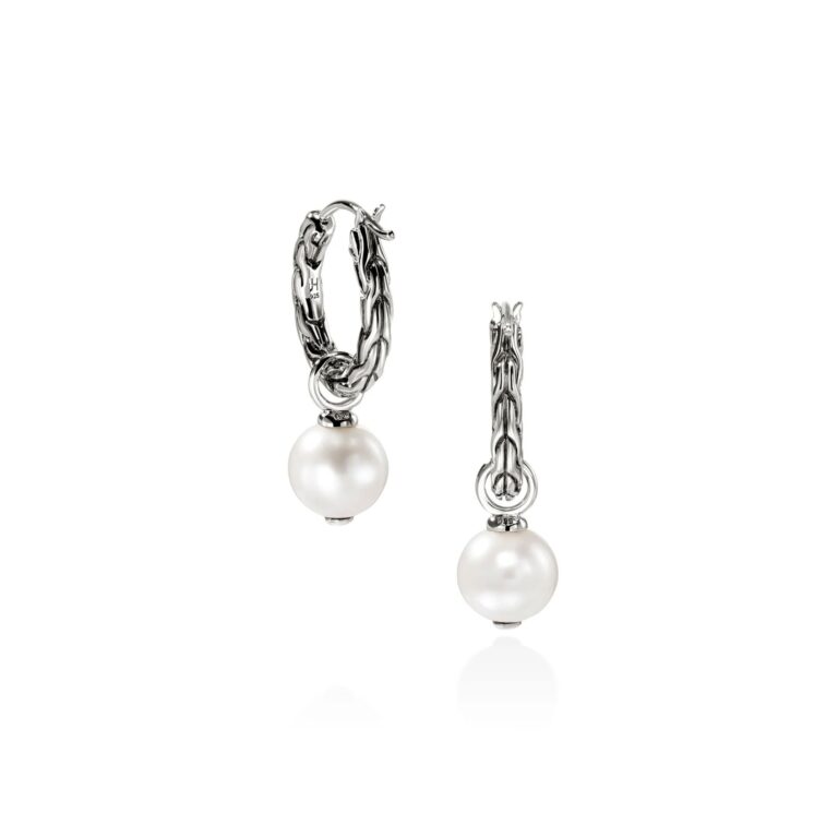John Hardy Essential Earring - Hoop in Silver with Pearls - Small 1