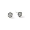 John Hardy Essential Earring – Stud in Silver 7MM with White Diamonds Pavé