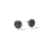 John Hardy Essential Earring – Stud in Silver 10MM with Black Sapphire Pavé