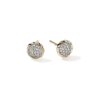 John Hardy Essential Earring – Stud in 14K Gold 7MM with White Diamonds Pavé