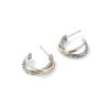 John Hardy Essential Earring – Crossover Hoops in Silver and 14K Gold 20.5MM X 6.5 MM - Small