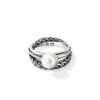 John Hardy Essential Ring – Silver 4.2MM X 9.3MM with Pearl - Size 7