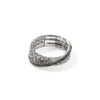 John Hardy Essential Ring – Pavé Crossover in Silver 7MM with Black Sapphire - Size 7