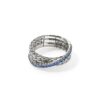 John Hardy Essential Ring – Pavé Crossover in Silver 7MM with Blue Sapphire - Size 7