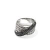 John Hardy Essential Ring – Crossover in Silver 10.5MM X 12.5MM with Black Sapphire Pavé - Size 8