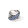 John Hardy Essential Ring – Pavé Crossover in Silver 10.5MM X 12.5MM with Blue Sapphire - Size 8