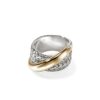 John Hardy Essential Ring – Crossover in Silver and 14K Gold 10.5MM X 12.5MM - Size 7